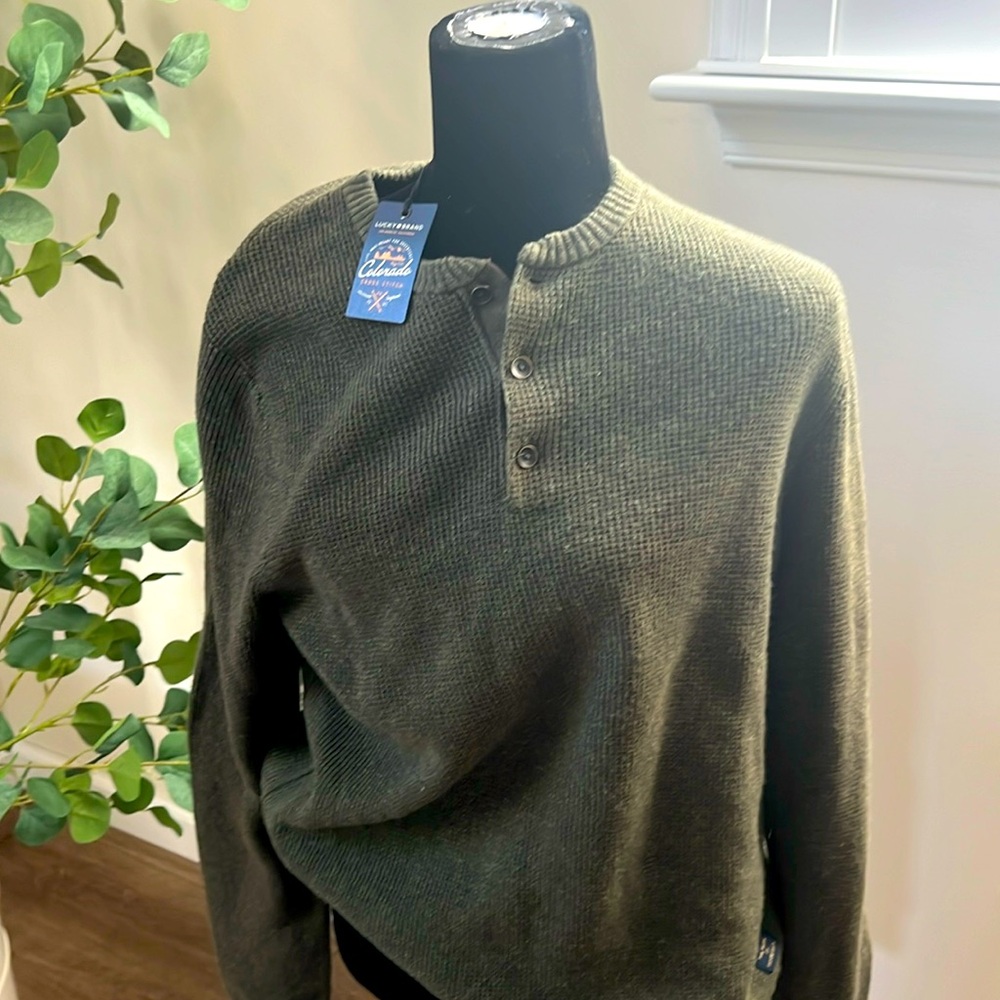 Brand new Lucky Bramd men’s waffle sweater.  Green